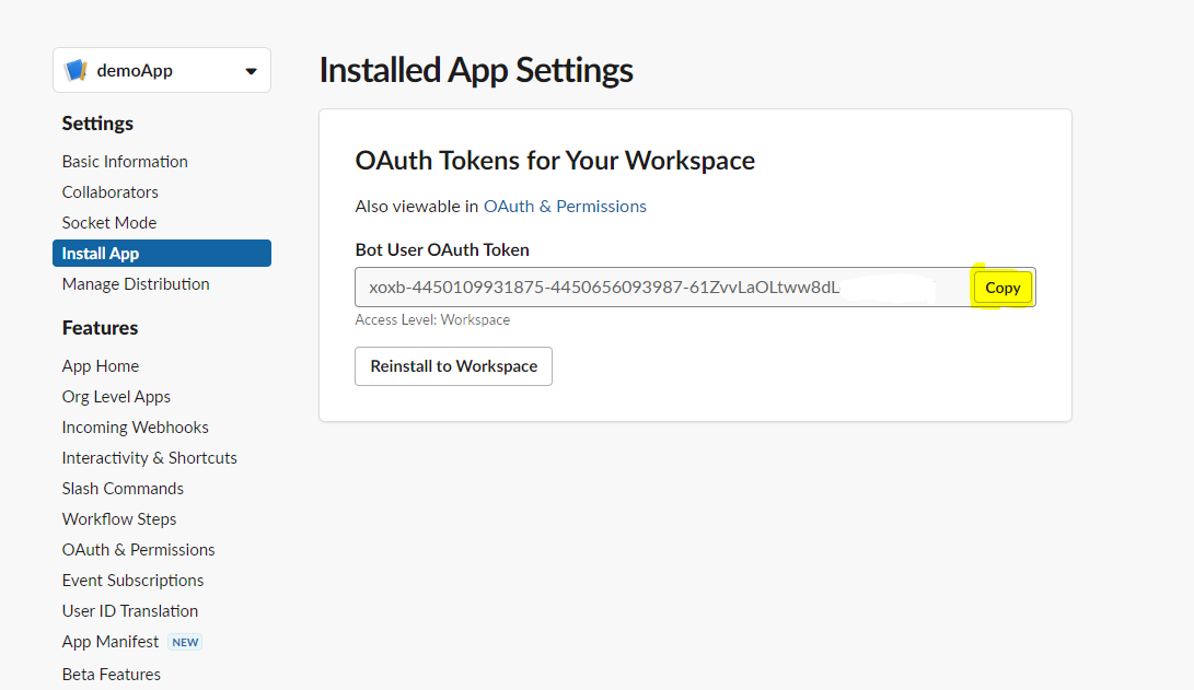 Bot User OAuth Token